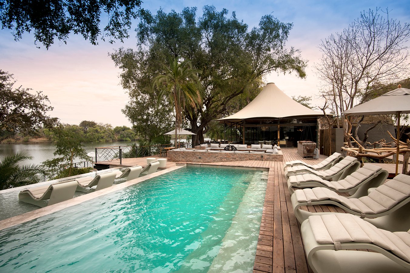 Thorntree River Lodge Livingstone Zambia African Bush Camps Luxury Safari Lodge (100) Pool Area 